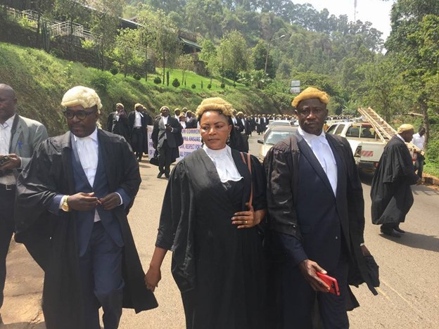 Lawyers protesting non-violently in Bamenda and Limbe.