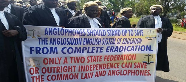 Image depicting non-violent protest marches by Common Law Lawyers in Bamenda and Limbe decrying the marginalisation of the English speaking community in Cameroon in November 2016