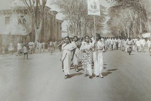Female protesters with placards, Bangladesh, 1952
