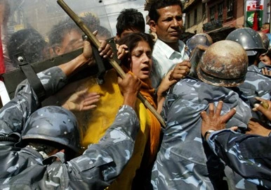 police attacking madheshi women protesters