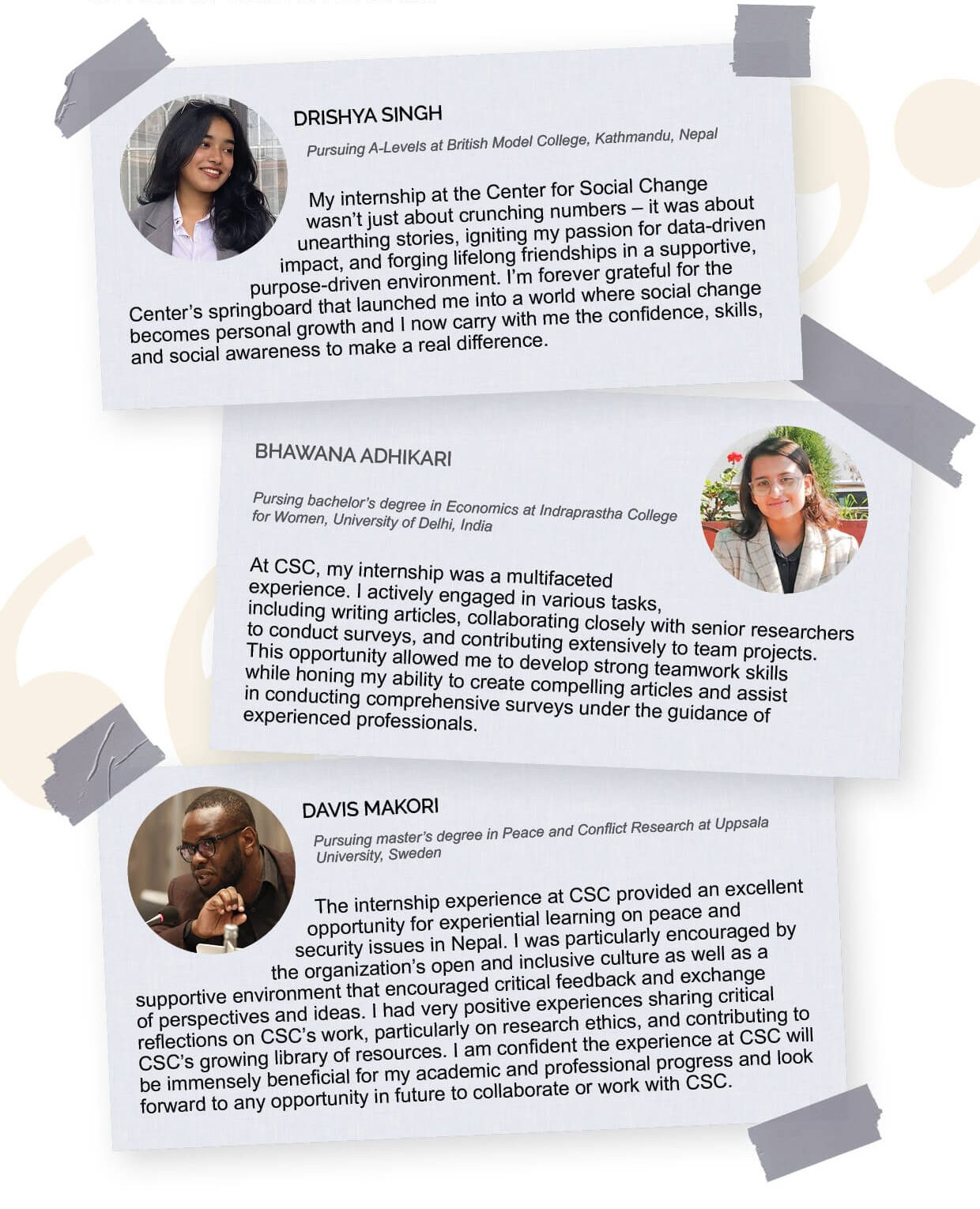 interns testimonials - Annual Report 2023 - csc